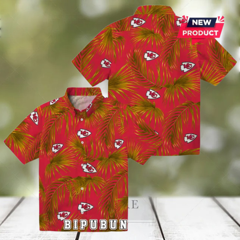 Kansas City Chiefs Leafy Palms Hawaiian Shirt Kansas City Chiefs Leafy Palms Hawaiian Shirt