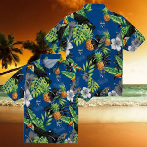 Kansas City Royals Baseball Hawaiian Shirt Stylish Black Green Corn Design