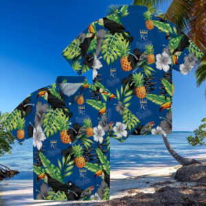 Kansas City Royals Baseball Hawaiian Shirt Stylish Black Green Corn Design