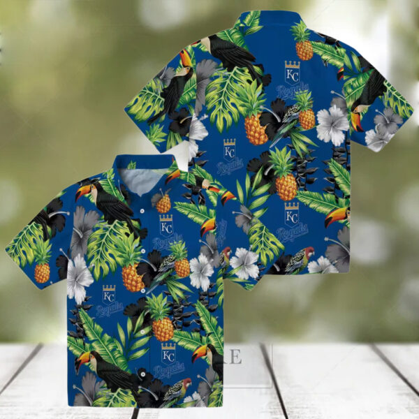 Kansas City Royals Baseball Hawaiian Shirt   Stylish Black Green Corn Design