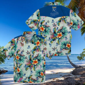 Kansas City Royals Game Day Hawaiian Shirt Tropical Foliage Green Print