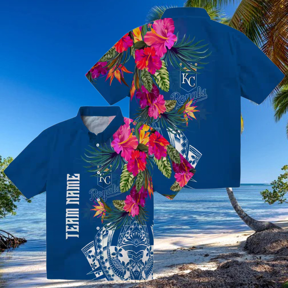 Kansas City Royals Hawaiian Button Up Shirt Polynesian Floral Vacation & Casual Wear Kansas City Royals Hawaiian Button Up Shirt Polynesian Floral Vacation & Casual Wear