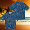 Los Angeles Dodgers Hawaiian Shirt   Tropical Patchwork Blue & Black Fan Apparel