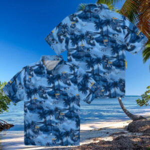 Kansas City Royals MLB Fan Hawaiian Shirt   Royal Blue Sunset & Hibiscus Print