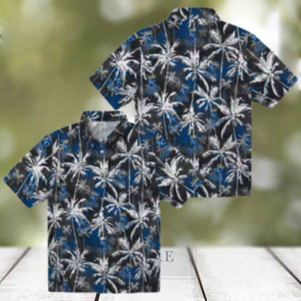 Kansas City Royals MLB Team Hawaiian Shirt   Blue & Black Palm Print
