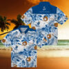 Kansas City Royals Men’s Hawaiian Shirt   Blue & White Floral Baseball Fan Gifts