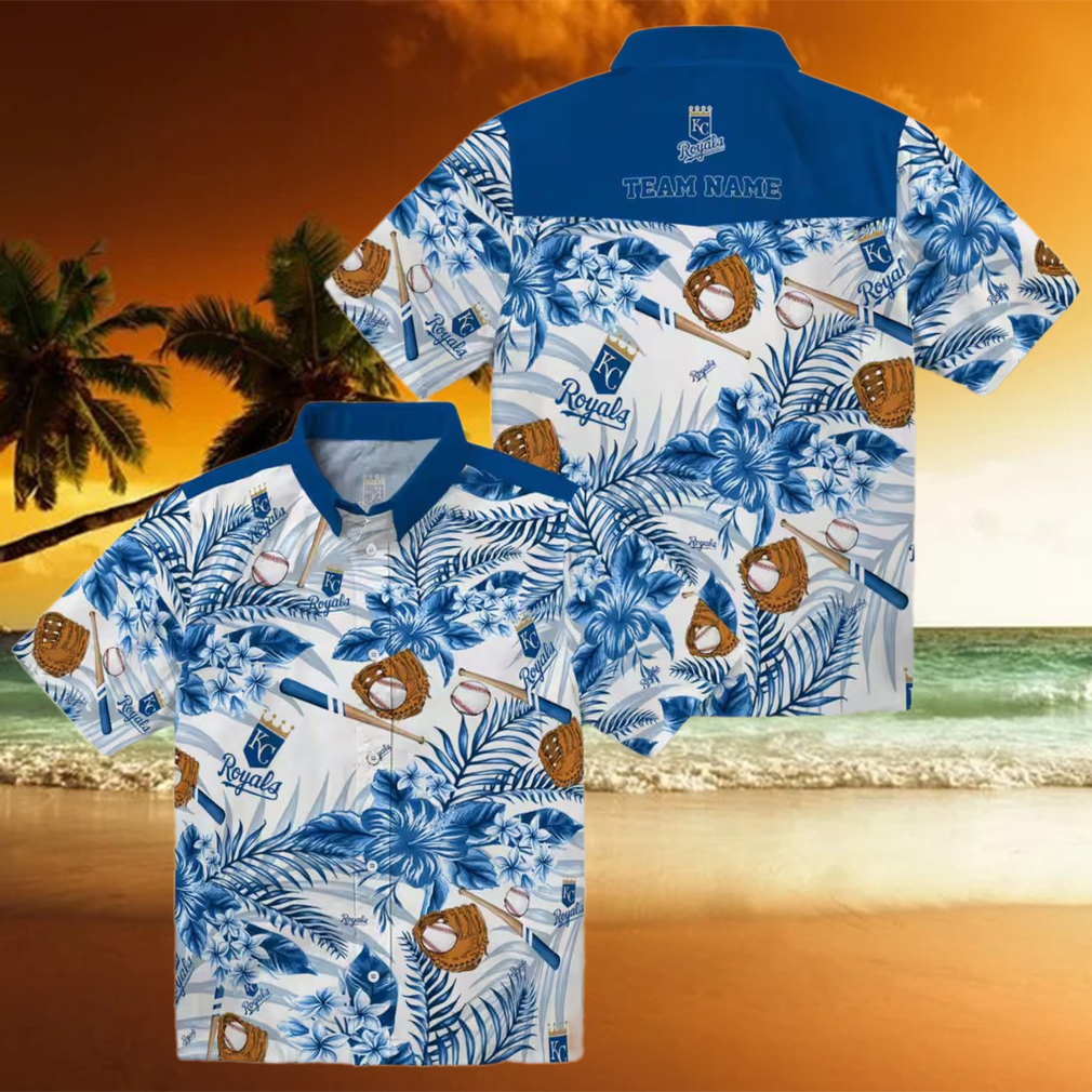 Kansas City Royals Men’s Hawaiian Shirt Blue & White Floral Baseball Fan Gifts Kansas City Royals Men’s Hawaiian Shirt Blue & White Floral Baseball Fan Gifts