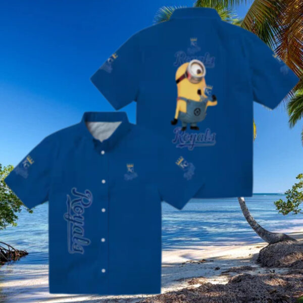 Kansas City Royals Minion Hawaiian Shirt   Tropical Palm Leaf Beach Party Outfit