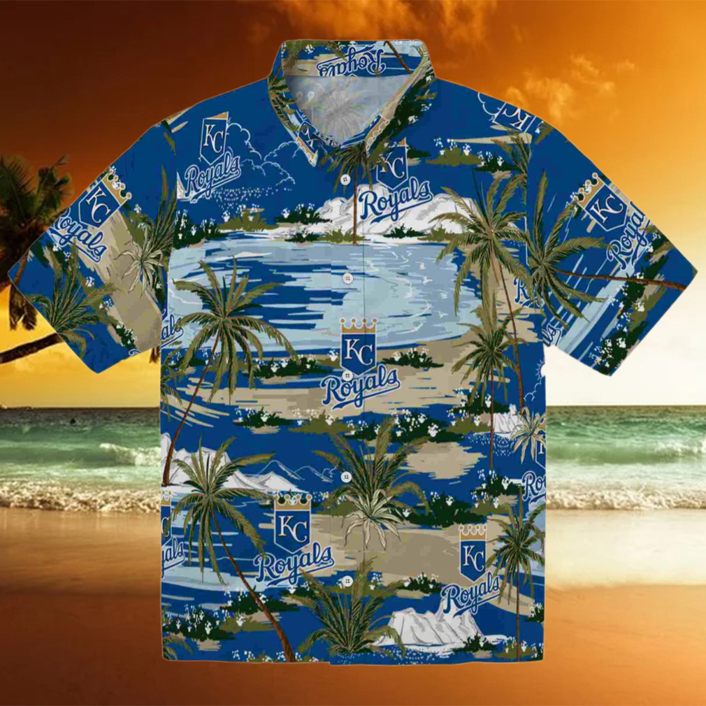 Kansas City Royals Palm Horizon Royal Blue Hawaiian Shirt Kansas City Royals Palm Horizon Royal Blue Hawaiian Shirt