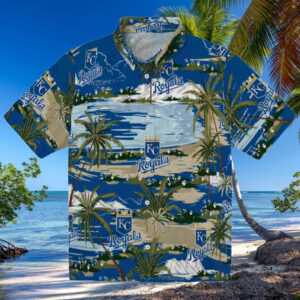 Kansas City Royals Palm Horizon Royal Blue Hawaiian Shirt