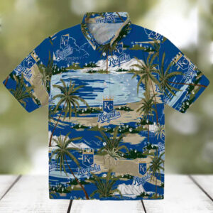 Kansas City Royals Palm Horizon Royal Blue Hawaiian Shirt