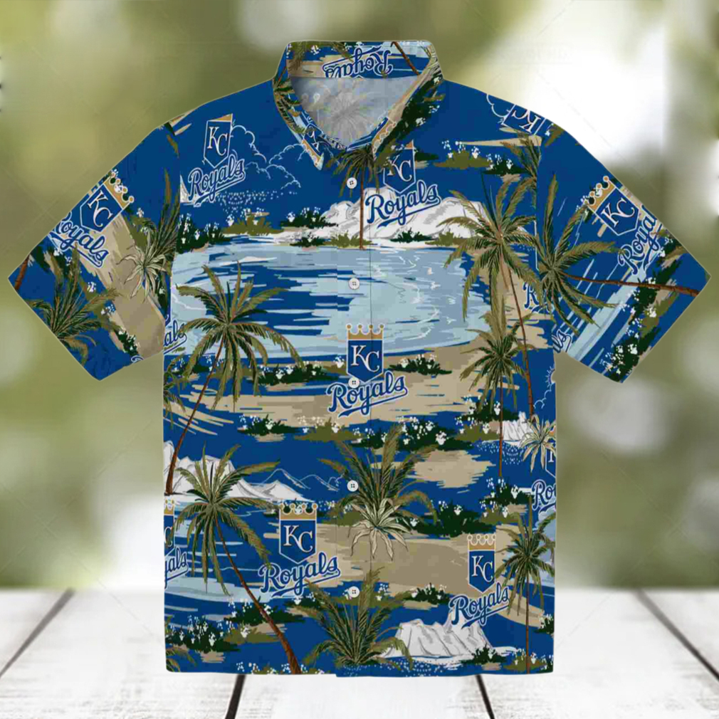 Kansas City Royals Palm Horizon Royal Blue Hawaiian Shirt Kansas City Royals Palm Horizon Royal Blue Hawaiian Shirt