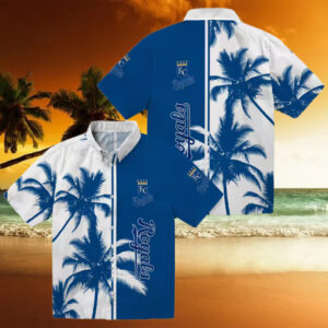 Kansas City Royals Royal Blue White Hawaiian Shirt for Men Palm Trees Summer Outfit
