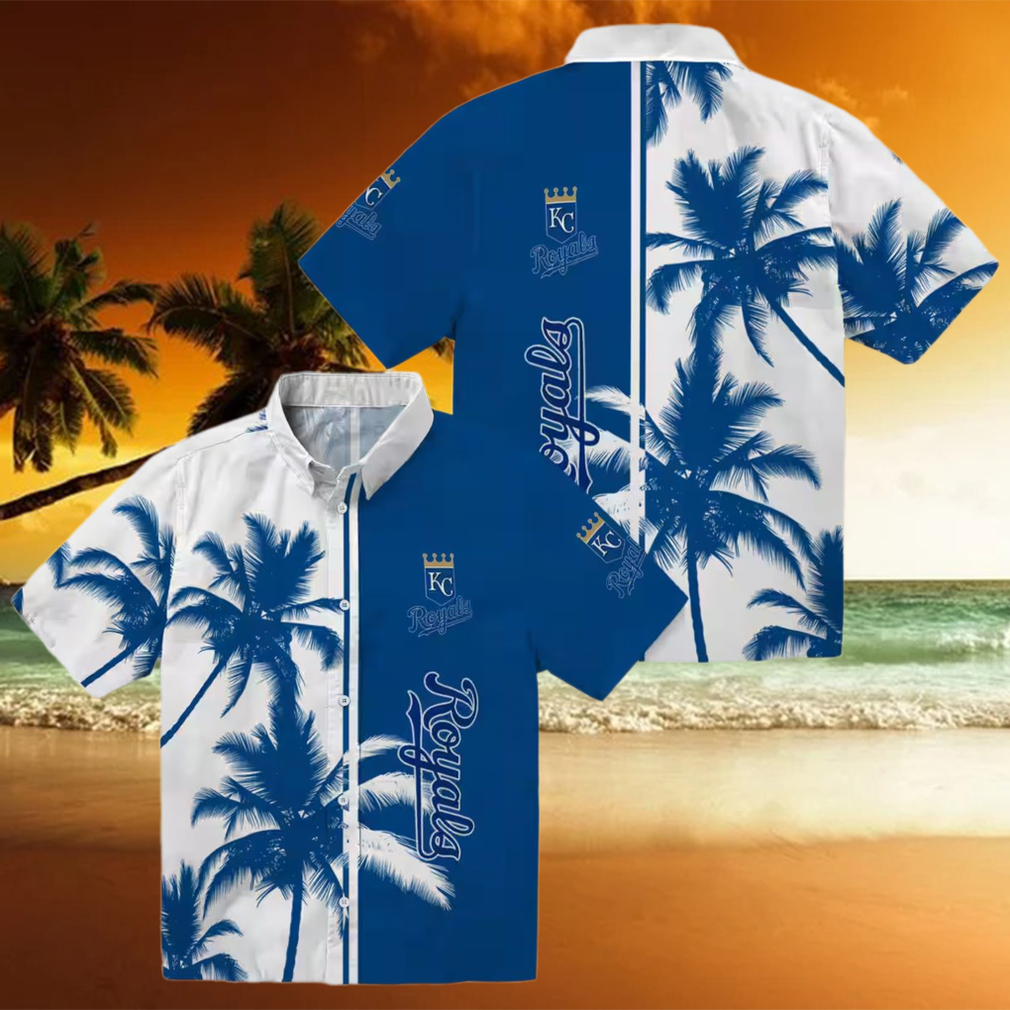 Kansas City Royals Royal Blue White Hawaiian Shirt for Men Palm Trees Summer Outfit Kansas City Royals Royal Blue White Hawaiian Shirt for Men Palm Trees Summer Outfit