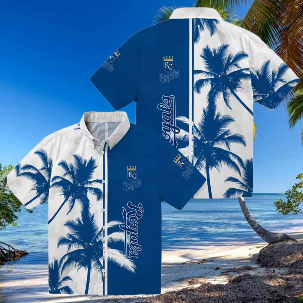 Kansas City Royals Royal Blue White Hawaiian Shirt for Men Palm Trees Summer Outfit Kansas City Royals Royal Blue White Hawaiian Shirt for Men Palm Trees Summer Outfit