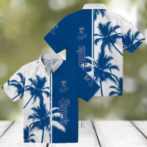 Kansas City Royals Royal Blue White Hawaiian Shirt for Men Palm Trees Summer Outfit