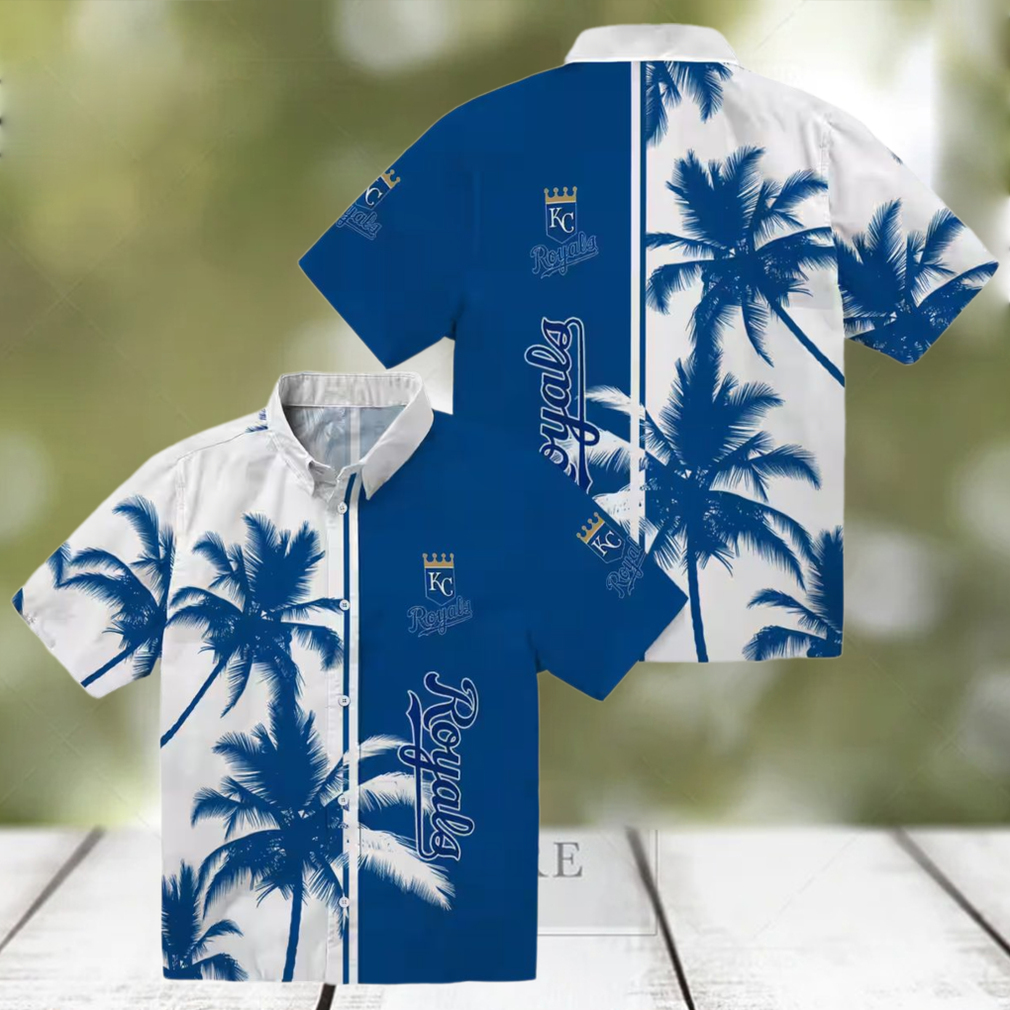Kansas City Royals Royal Blue White Hawaiian Shirt for Men Palm Trees Summer Outfit Kansas City Royals Royal Blue White Hawaiian Shirt for Men Palm Trees Summer Outfit