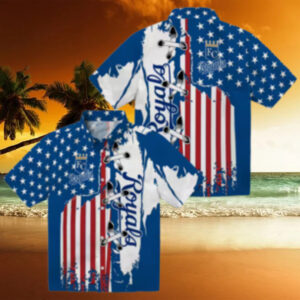 Kansas City Royals Stitched Flag Hawaiian Shirt   Royal Blue Theme Design