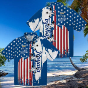 Kansas City Royals Stitched Flag Hawaiian Shirt   Royal Blue Theme Design