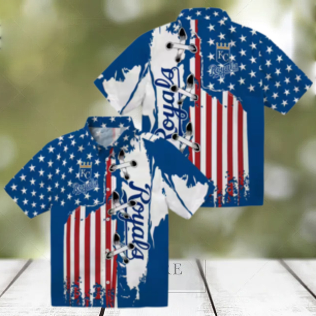 Kansas City Royals Stitched Flag Hawaiian Shirt Royal Blue Theme Design Kansas City Royals Stitched Flag Hawaiian Shirt Royal Blue Theme Design