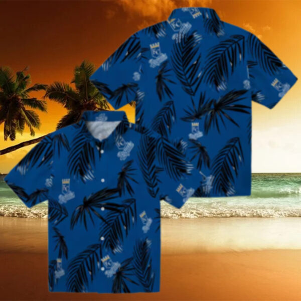 Kansas City Royals Summer Aloha Hawaiian Shirt   Palm Leaf & Floral MLB Apparel