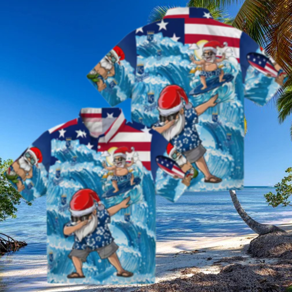 Kansas City Royals Summer Hawaiian Shirt Surfing Santa Blue Baseball Fans Kansas City Royals Summer Hawaiian Shirt Surfing Santa Blue Baseball Fans