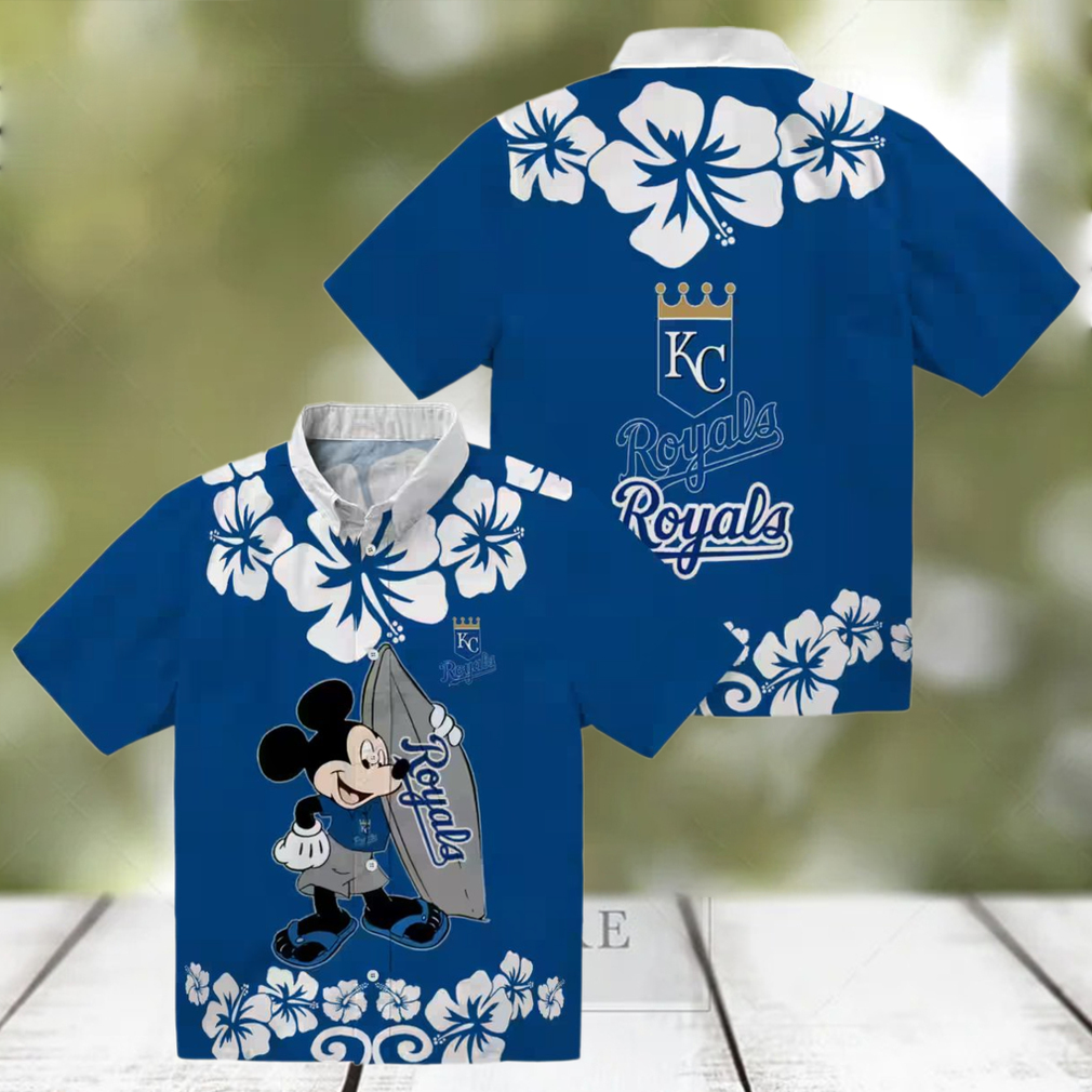 Kansas City Royals Surfing Mickey Hawaiian Shirt Royal Blue Luau Party Outfit Kansas City Royals Surfing Mickey Hawaiian Shirt Royal Blue Luau Party Outfit