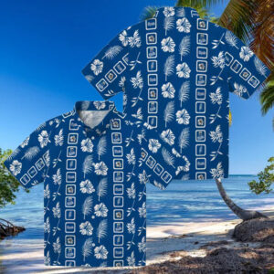 Kansas City Royals Tropical Aloha Hawaiian Shirt Royal Blue & Floral Print