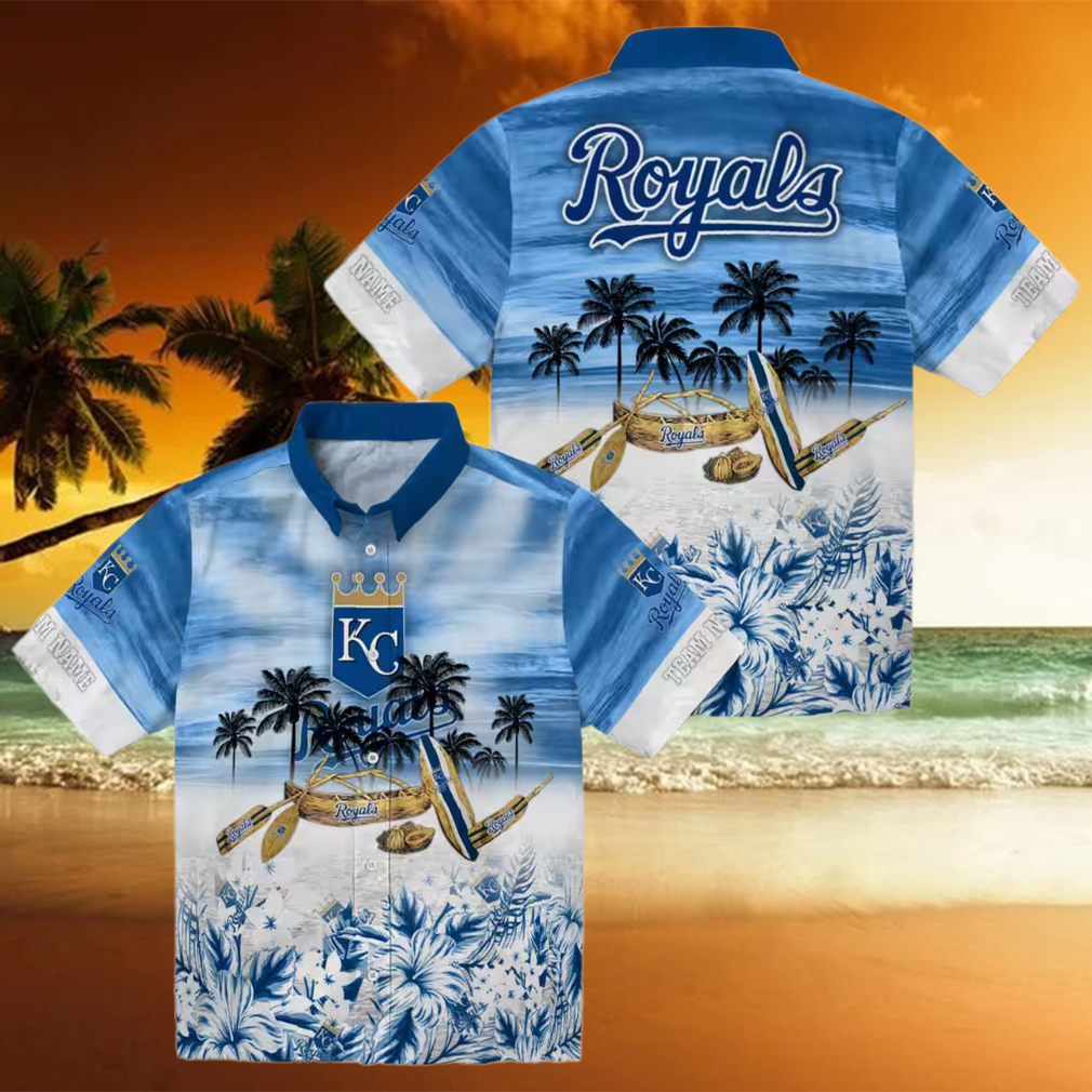 Kansas City Royals Tropical Canoe Hawaiian Shirt Short Sleeve Button Up Summer Vacation Shirt Kansas City Royals Tropical Canoe Hawaiian Shirt Short Sleeve Button Up Summer Vacation Shirt