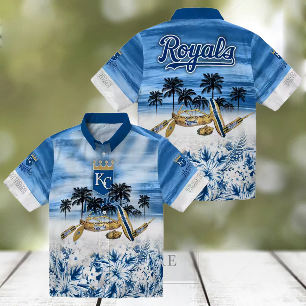 Kansas City Royals Tropical Canoe Hawaiian Shirt Short Sleeve Button Up Summer Vacation Shirt Kansas City Royals Tropical Canoe Hawaiian Shirt Short Sleeve Button Up Summer Vacation Shirt