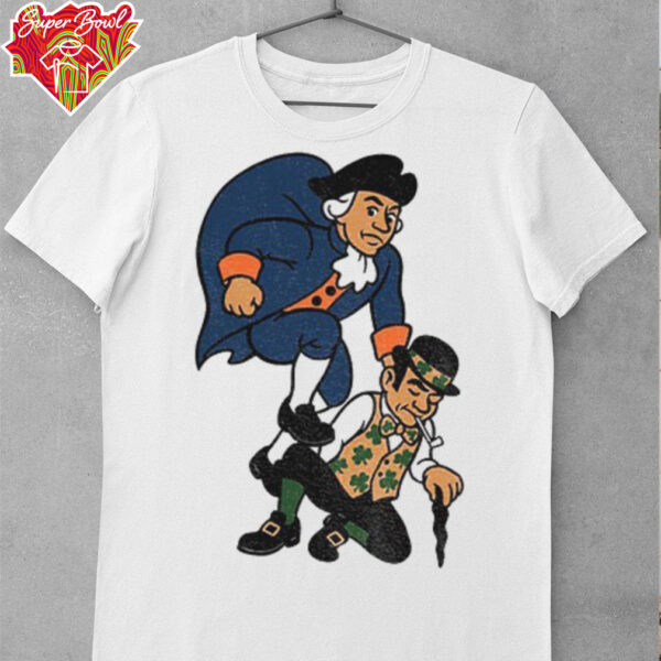 Knickerbocker Knicks jumping on Lucky the Leprechaun Boston Celtics sucks shirt