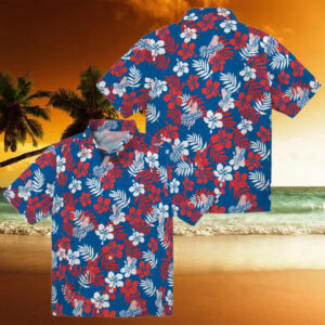 LA Dodgers Blue Hawaiian Shirt Floral Print Aloha Shirt for Baseball Fans