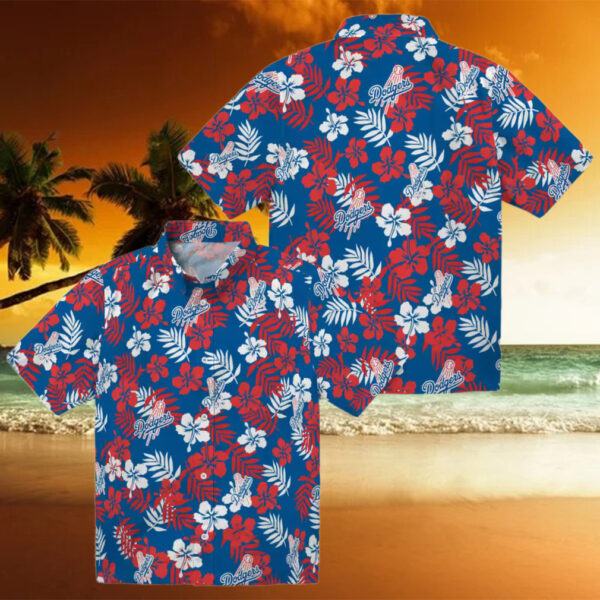 LA Dodgers Blue Hawaiian Shirt   Floral Print Aloha Shirt for Baseball Fans