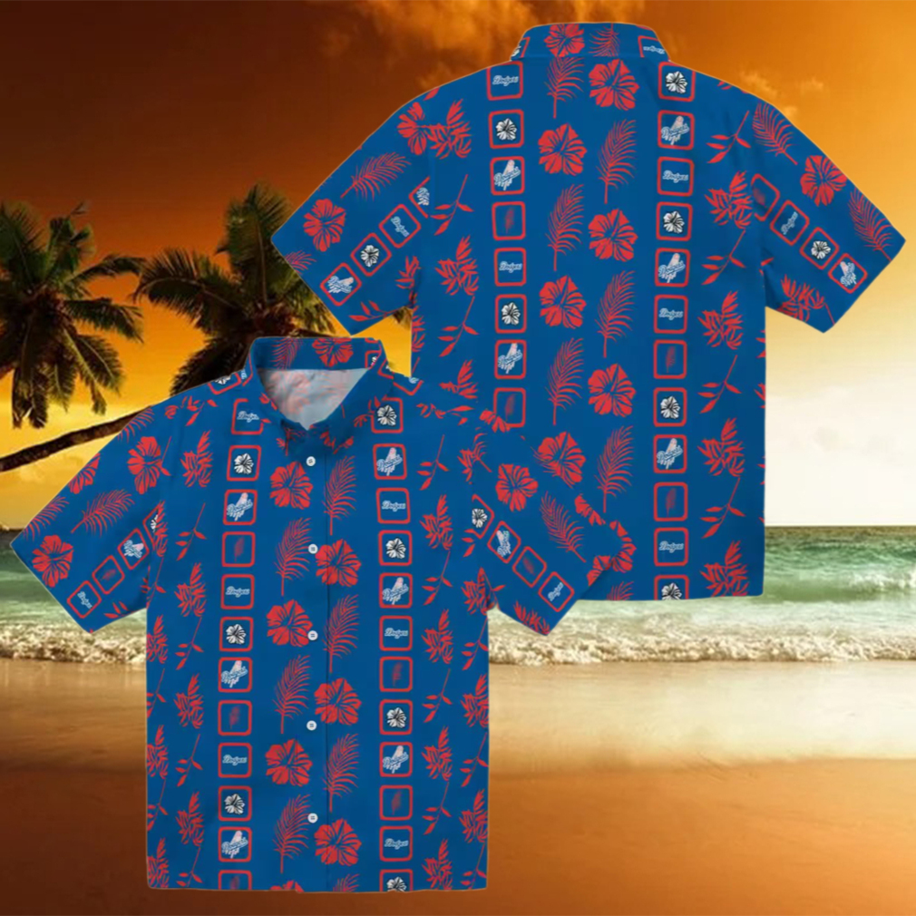 LA Dodgers Tropical Hawaiian Shirt Blue Hibiscus Floral Print for Fans LA Dodgers Tropical Hawaiian Shirt Blue Hibiscus Floral Print for Fans