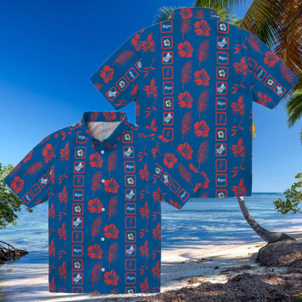 LA Dodgers Tropical Hawaiian Shirt   Blue Hibiscus Floral Print for Fans