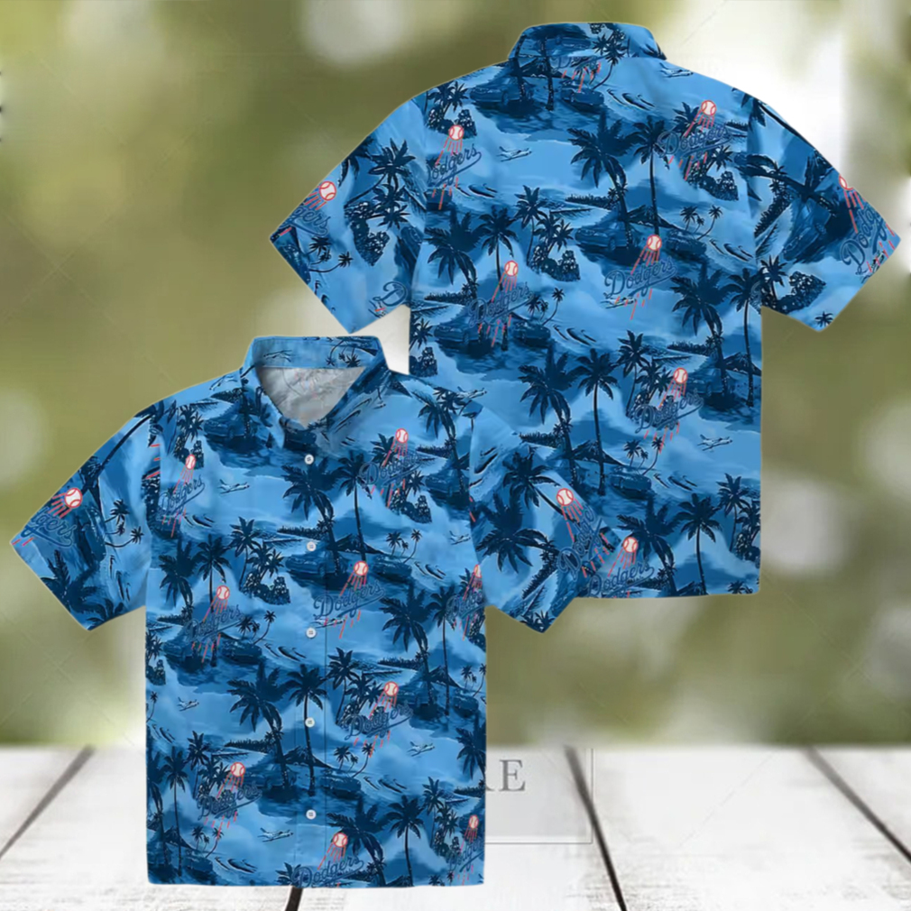 LA Dodgers Tropical Shirt, Men's Coastal Hibiscus Aloha Game Day Outfit LA Dodgers Tropical Shirt, Men's Coastal Hibiscus Aloha Game Day Outfit