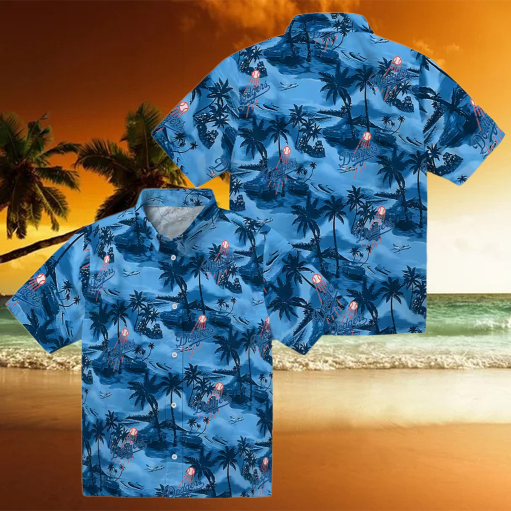 LA Dodgers Tropical Shirt, Men's Coastal Hibiscus Aloha Game Day Outfit LA Dodgers Tropical Shirt, Men's Coastal Hibiscus Aloha Game Day Outfit