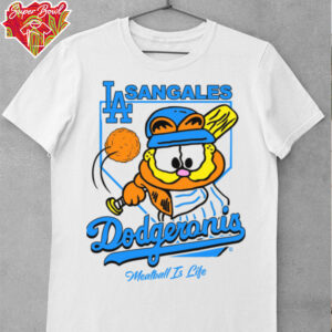 LA Sangales Dodgeronis Meatball Is Life Baseball Cartoon Graphic Tee