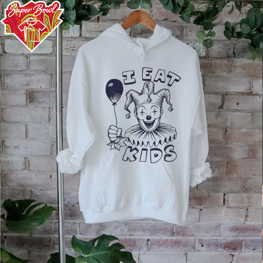Laughing Jester Clown holding balloon I eat kids shirt Laughing Jester Clown holding balloon I eat kids shirt