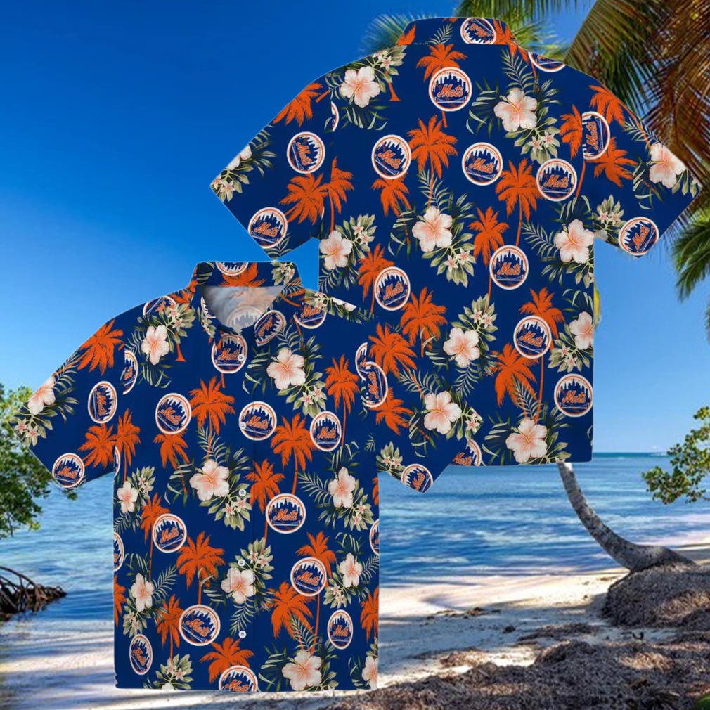 Limited Edition New York Mets Hawaiian Shirt Palm Tree & Hibiscus Floral Blue Aloha Shirt S Limited Edition New York Mets Hawaiian Shirt Palm Tree & Hibiscus Floral Blue Aloha Shirt S