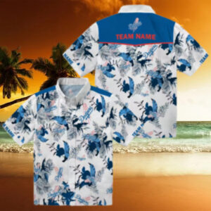 Los Angeles Dodgers Blue & White Hawaiian Shirt   Botanical Aloha MLB Fan Summer Shirt