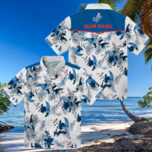 Los Angeles Dodgers Blue & White Hawaiian Shirt   Botanical Aloha MLB Fan Summer Shirt
