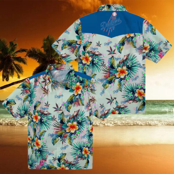 Los Angeles Dodgers Fan Shirt   Green Tropical Hawaiian Style for Men