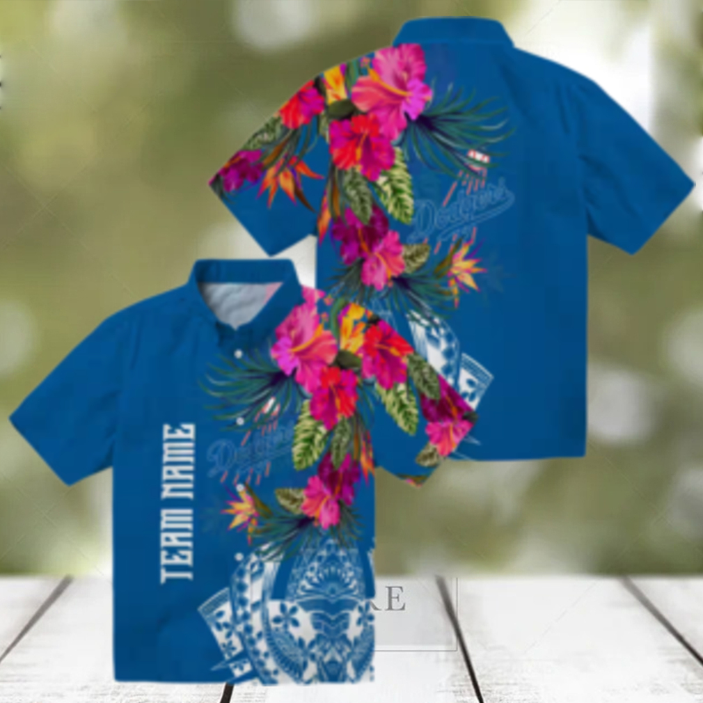 Los Angeles Dodgers Hawaiian Shirt Blue Floral Polynesian MLB Fan Apparel Los Angeles Dodgers Hawaiian Shirt Blue Floral Polynesian MLB Fan Apparel