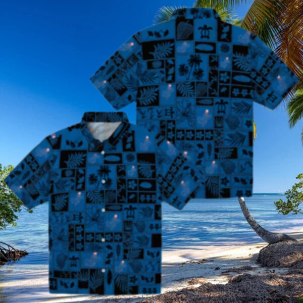 Los Angeles Dodgers Hawaiian Shirt   Tropical Patchwork Blue & Black Fan Apparel