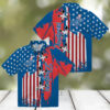 Los Angeles Dodgers Hawaiian Short Sleeve Shirt   Blue Flag Print for Baseball Fans