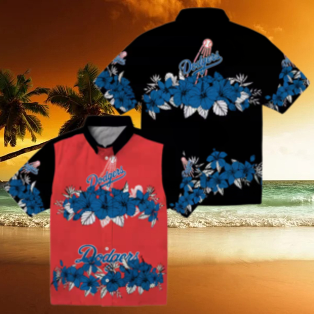 Los Angeles Dodgers Summer Hawaiian Shirt Tropical Hibiscus MLB Fan Button Up for Men Los Angeles Dodgers Summer Hawaiian Shirt Tropical Hibiscus MLB Fan Button Up for Men