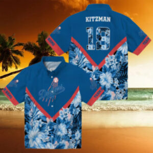Los Angeles Dodgers Tropical Blue Hawaiian Shirt   MLB Floral Chevron Design for Summer Fun