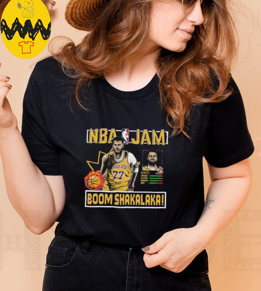 Luka Doncic Los Angeles Lakers Homage NBA Jam Tri Blend Unisex T Shirt Luka Doncic Los Angeles Lakers Homage NBA Jam Tri Blend Unisex T Shirt