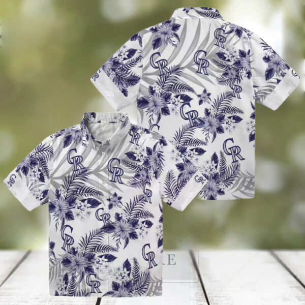 MLB Colorado Rockies Aloha Shirt, Tropical Hibiscus Palm Leaves Hawaiian Shirt for Baseball Fans